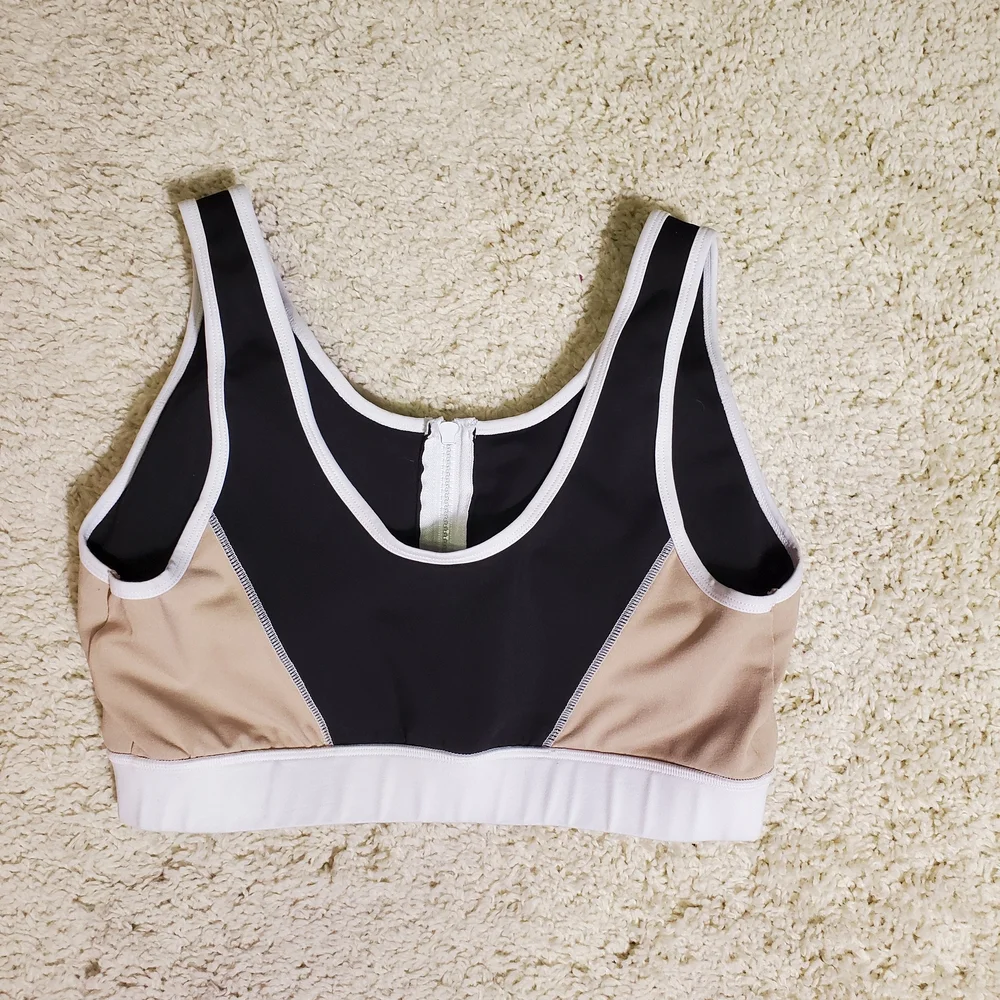 CALI SPORT Women Shorts Sports Bra Top Black Tan White 2pc Gym Outfit Athletic - Picture 9 of 16